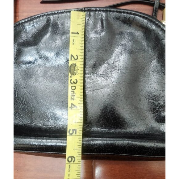 HOBO Black Leather Crossbody Bag Small Dome Shape Zip Top Adjustable Strap Vinta - Picture 11 of 13